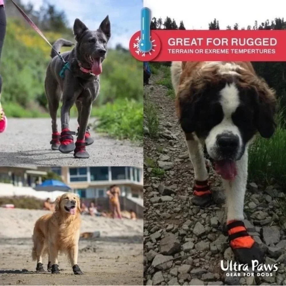 New Ultra Paws Rugged Dog Black Red Boots Dog Pets Size 0 Petite 1.25 inches
